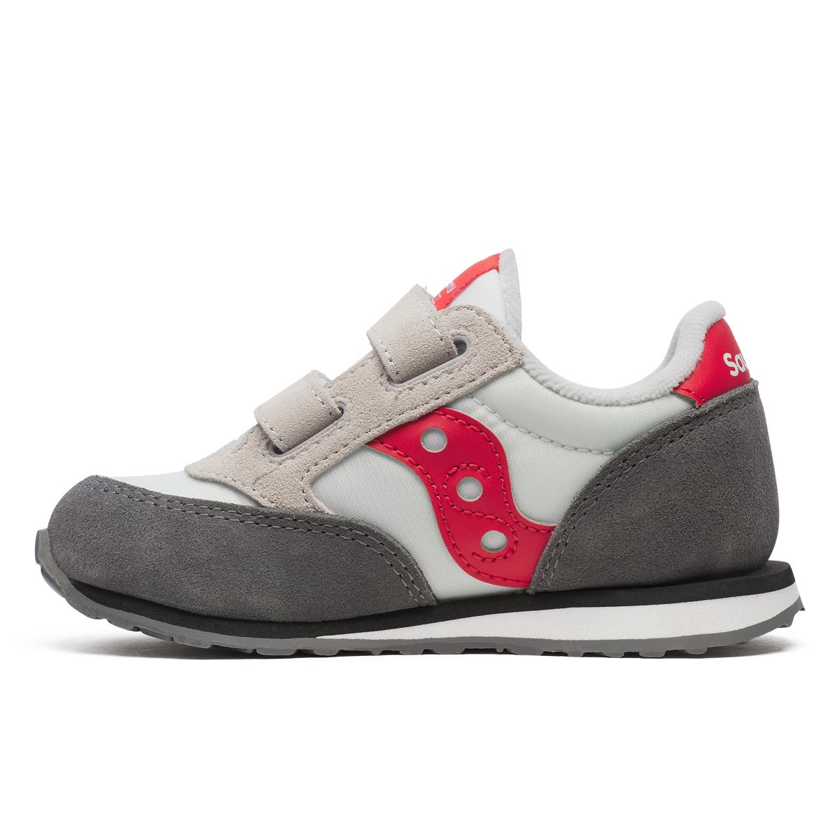 Baby Jazz Hook & Loop Sneaker, White/Grey/Red, dynamic 3